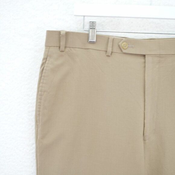 DAMAGED Lauren Ralph Lauren Total Comfort Wool Dress Pants 35 / 29 Tan Mid Rise - Picture 2 of 9